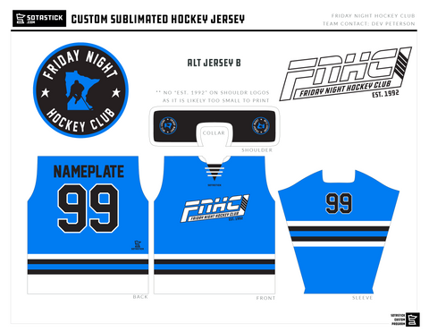 FNHC - TEXT LOGO - BLUE | PERSONALIZED JERSEY